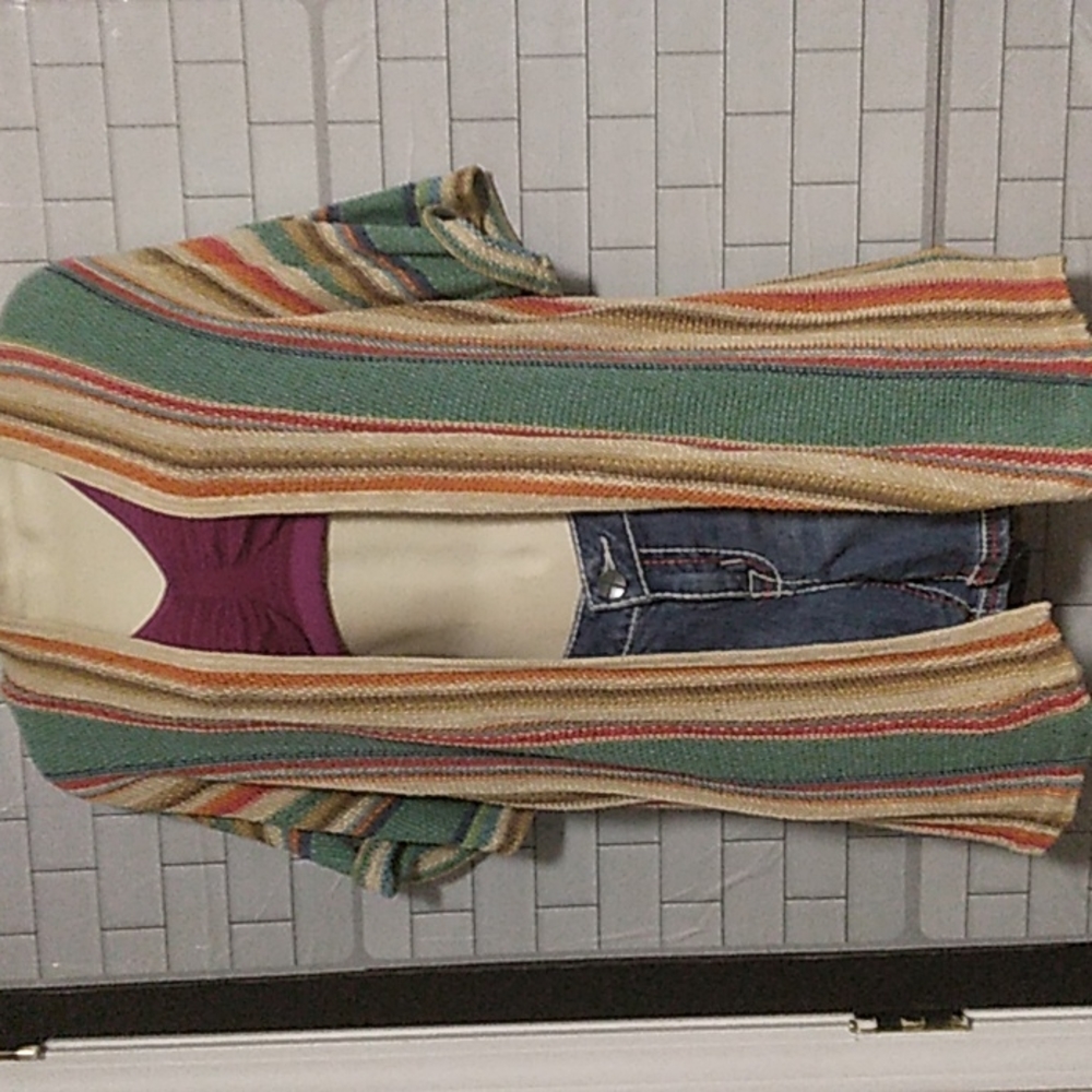 Lauren Ralph Lauren striped Kimono cardigan size petite Medium - Picture 2 of 8